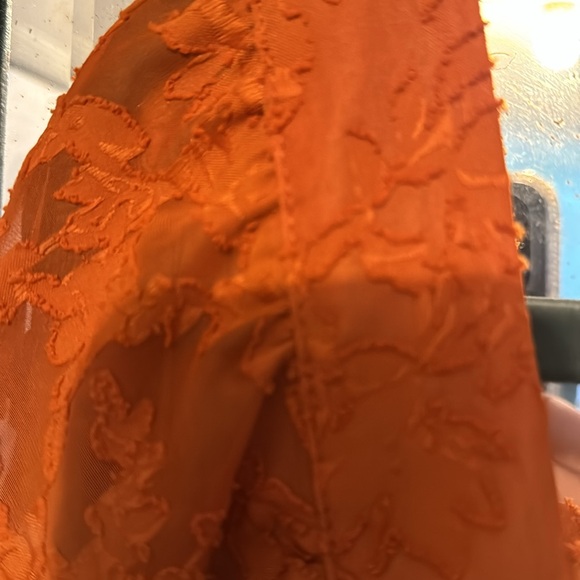 Lauren Conrad orange blouse. Lined body. Blousy 3/4 elastic sleeves. 100% poly. - Picture 3 of 4